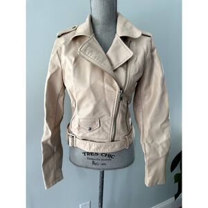 Target x Xhilaration Vegan Leather Moto Biker Jacket Creamy Pale Pink size M